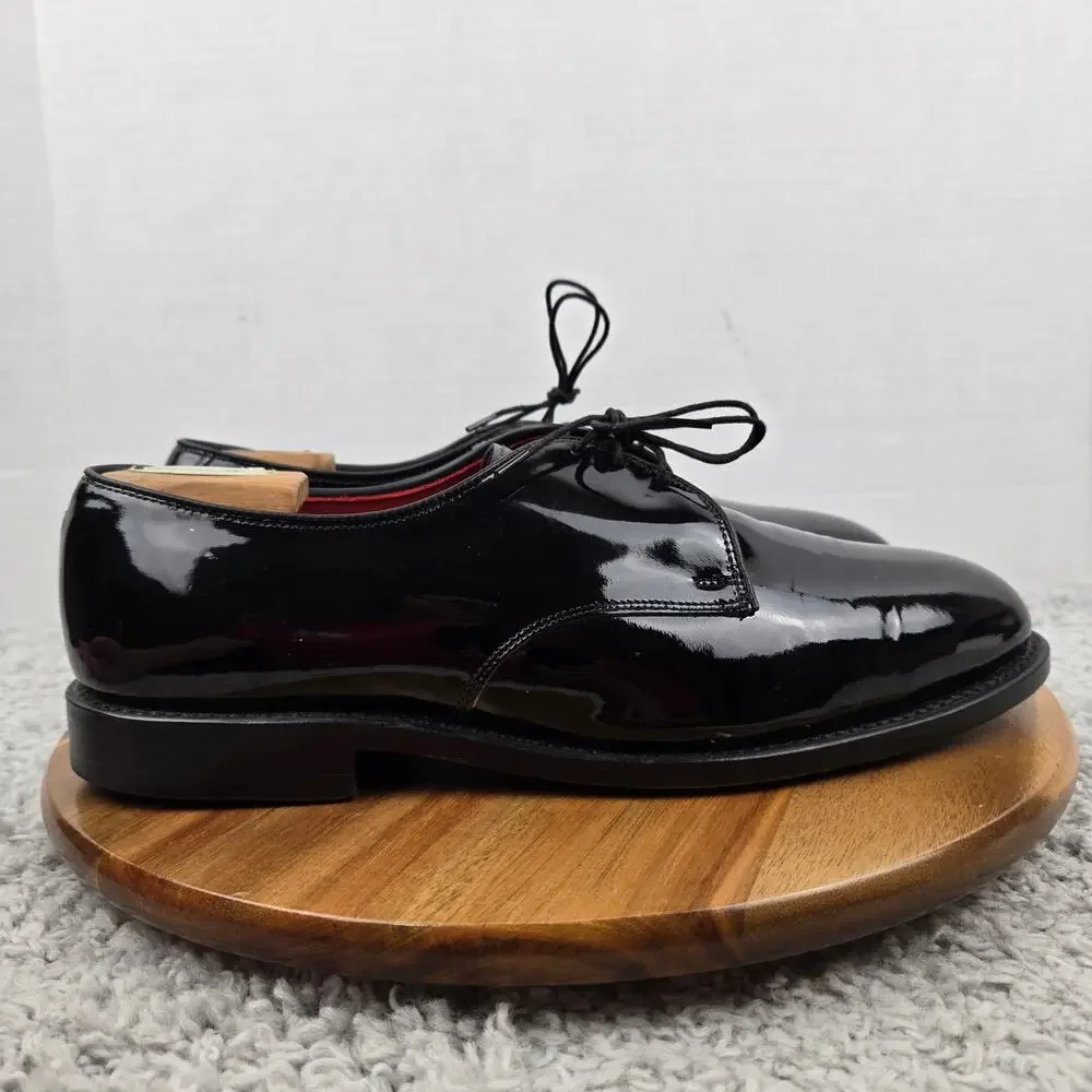 Allen Edmonds Mens 9 3E Wide Spencer Black Patent Leather Derby Tuxedo Formal